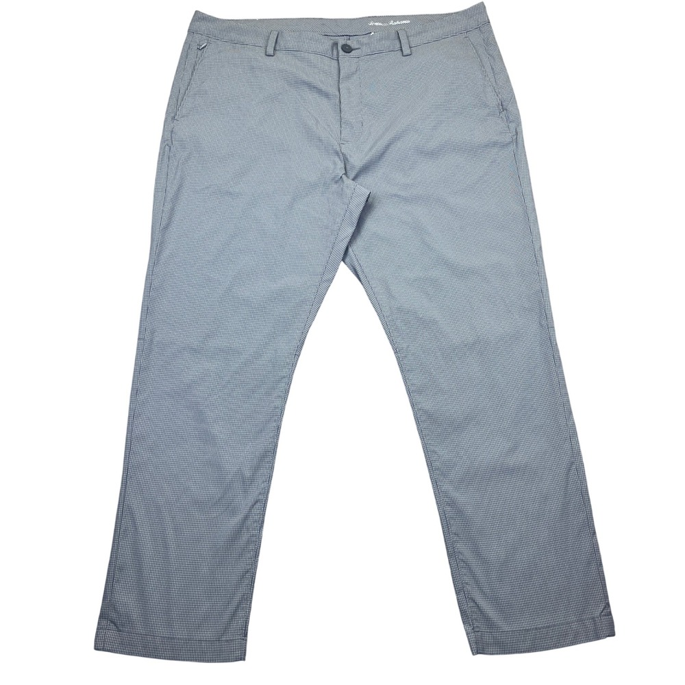 Tommy Bahama Mens Sz 40 Gray Micro Check Stretch Casual Pants Trousers Preppy